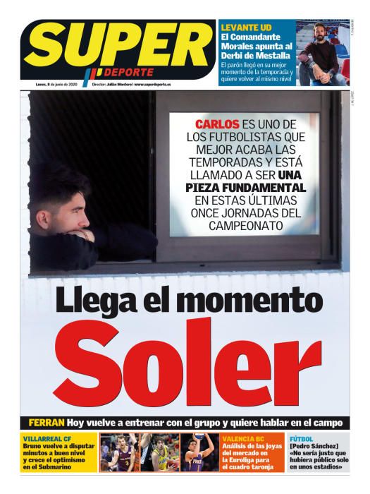 Portada SUPERDEPORTE lunes 8 junio 2020