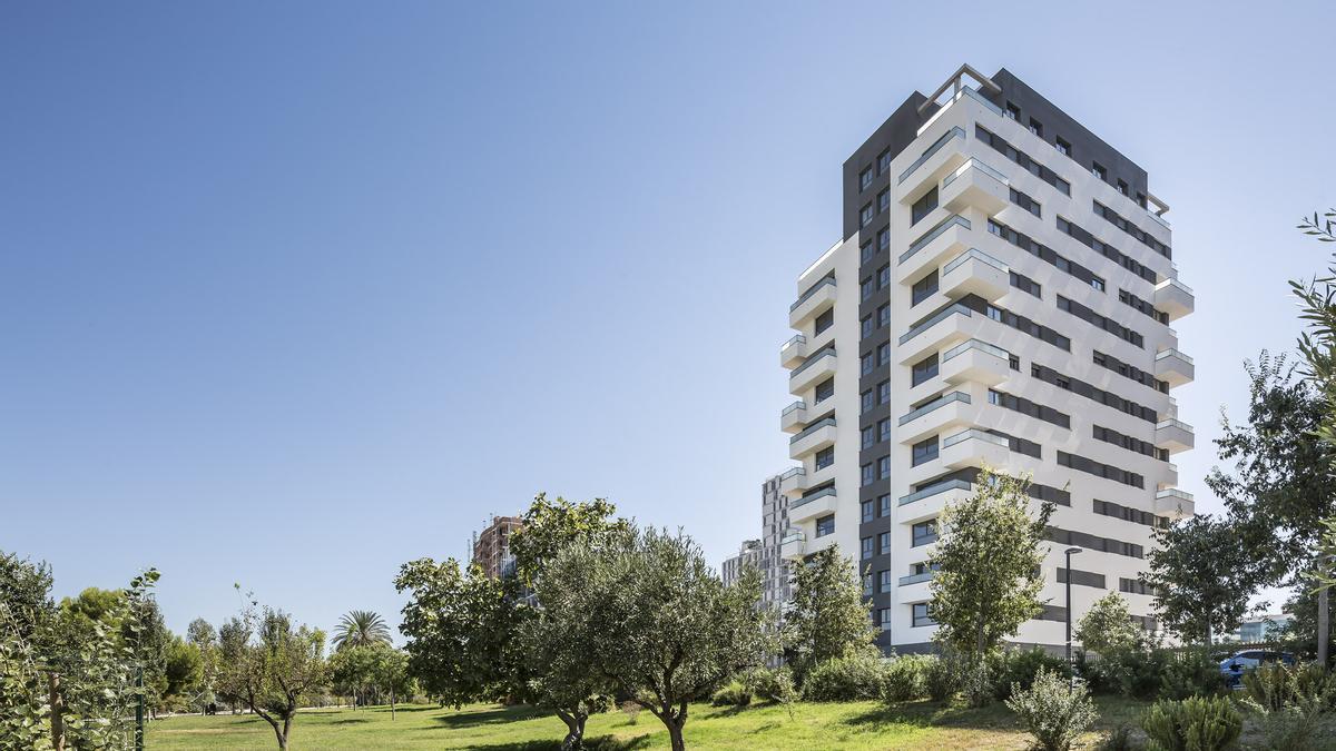 Alquerías Homes complejo residencial ya finalizado con vistas al parque de Malilla.