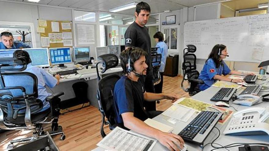 Sala de control de la Regió d&#039;Emergències Centre, situada a Manresa