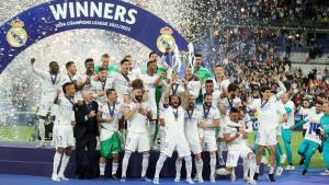 Los jugadores del Real Madrid celebran la 14ª Champions frente al Liverpool.