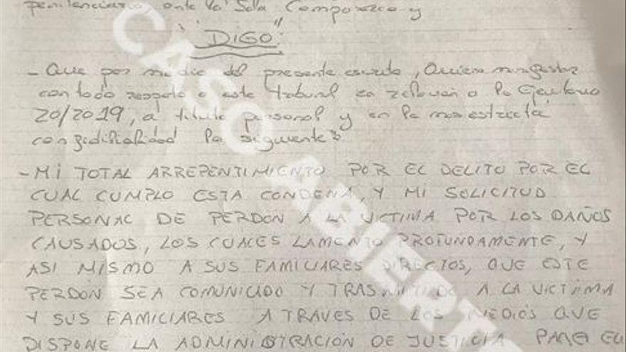 La carta escrita per José Ángel Prenda