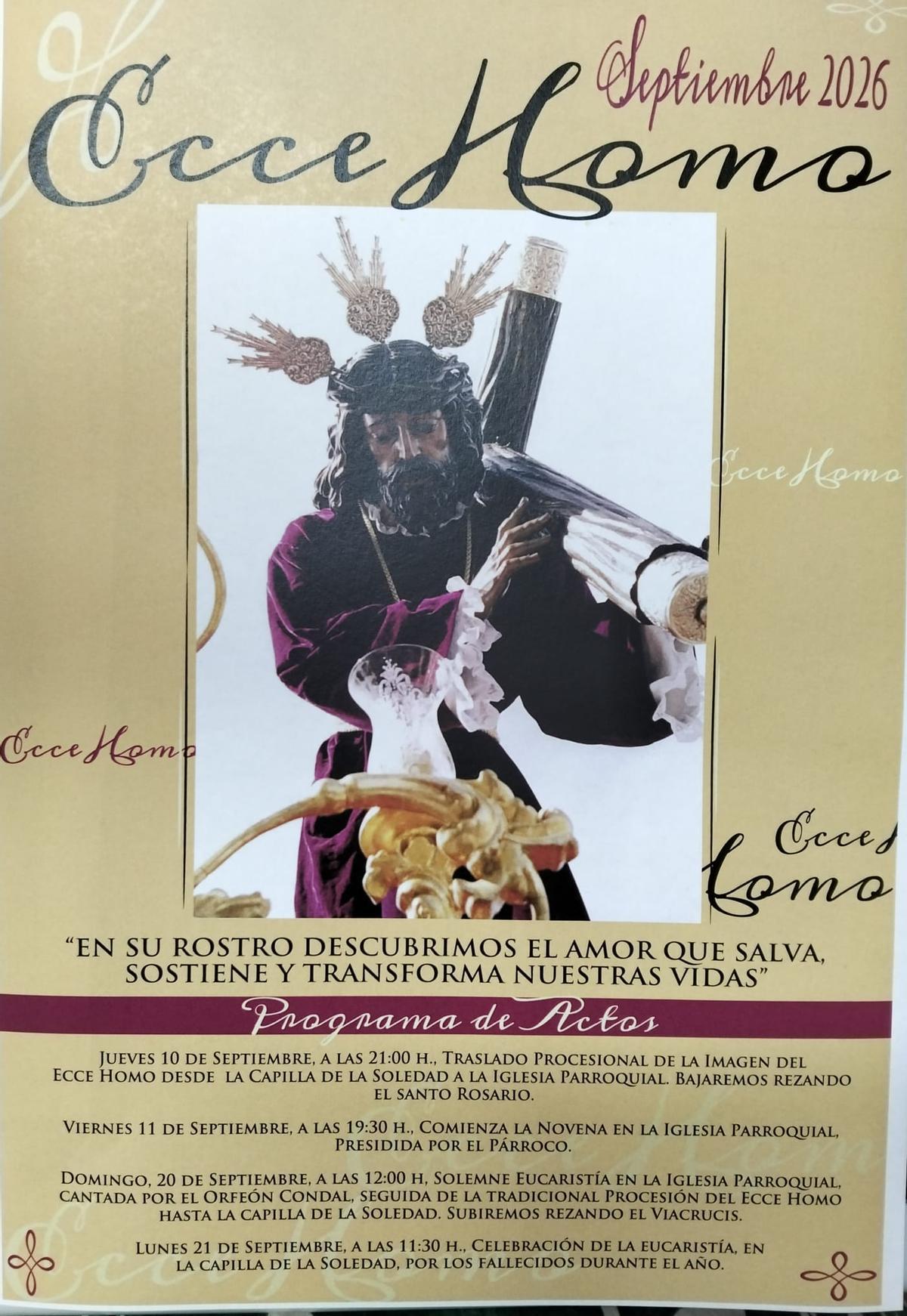 Cartel del programa de actos religioso del Ecce Homo de Noreña.