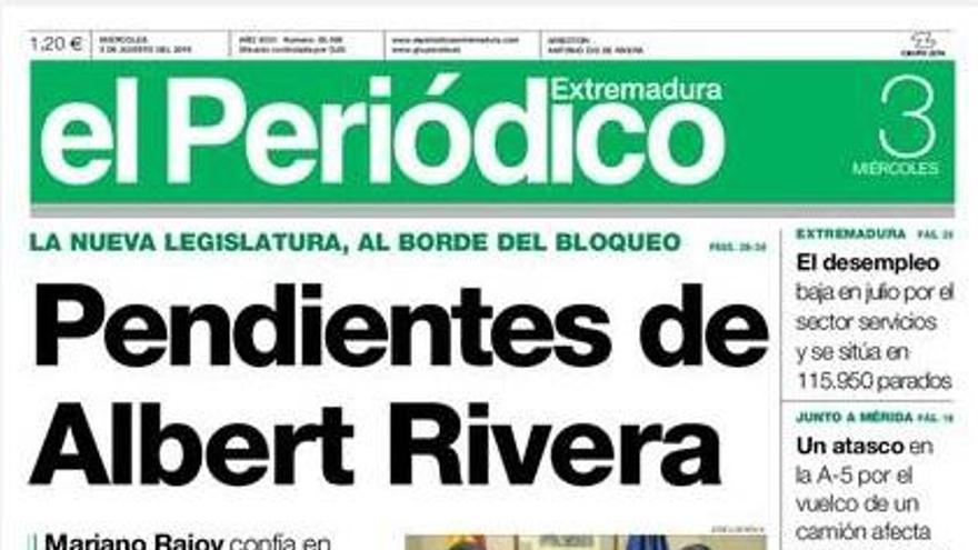 La portada de El Periódico Extremadura