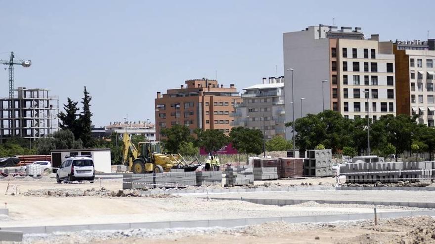 Trabajos que se están desarrollando en el nuevo plan entre las avenidas Juan Carlos I y Juan de Borbón de Murcia.