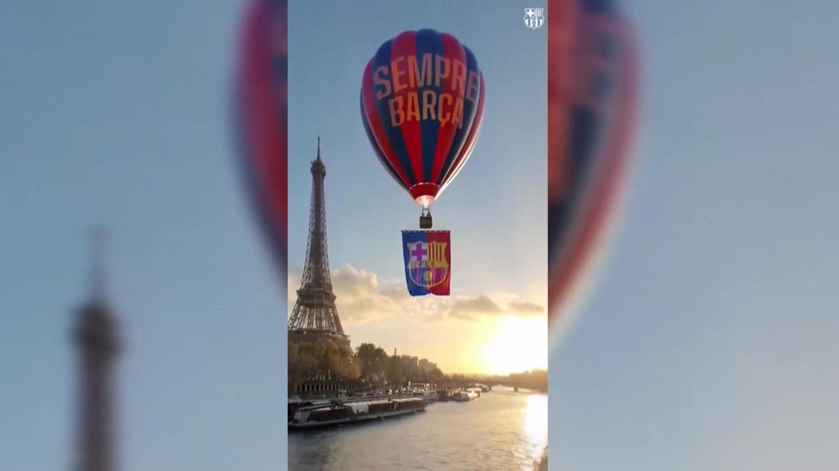 El Barça hace volar un globo aerostático sobre el Sena con la bandera del club | VÍDEO El Barça hace volar un globo aerostático sobre el Sena con la bandera del club | VÍDEO