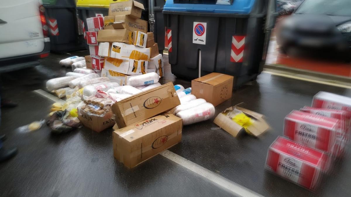 Alimentos intervenidos por la Policía Local de Zaragoza.