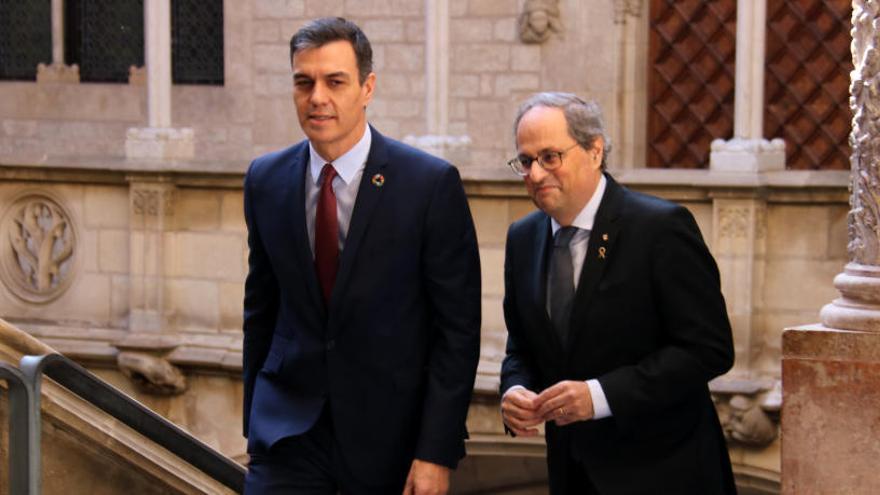 Torra i Sánchez, abans de reunir-se a Palau el 6 de febrer