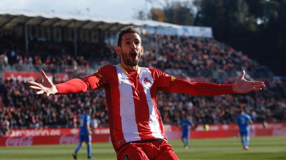 Stuani celebra el gol ante el Getafe.