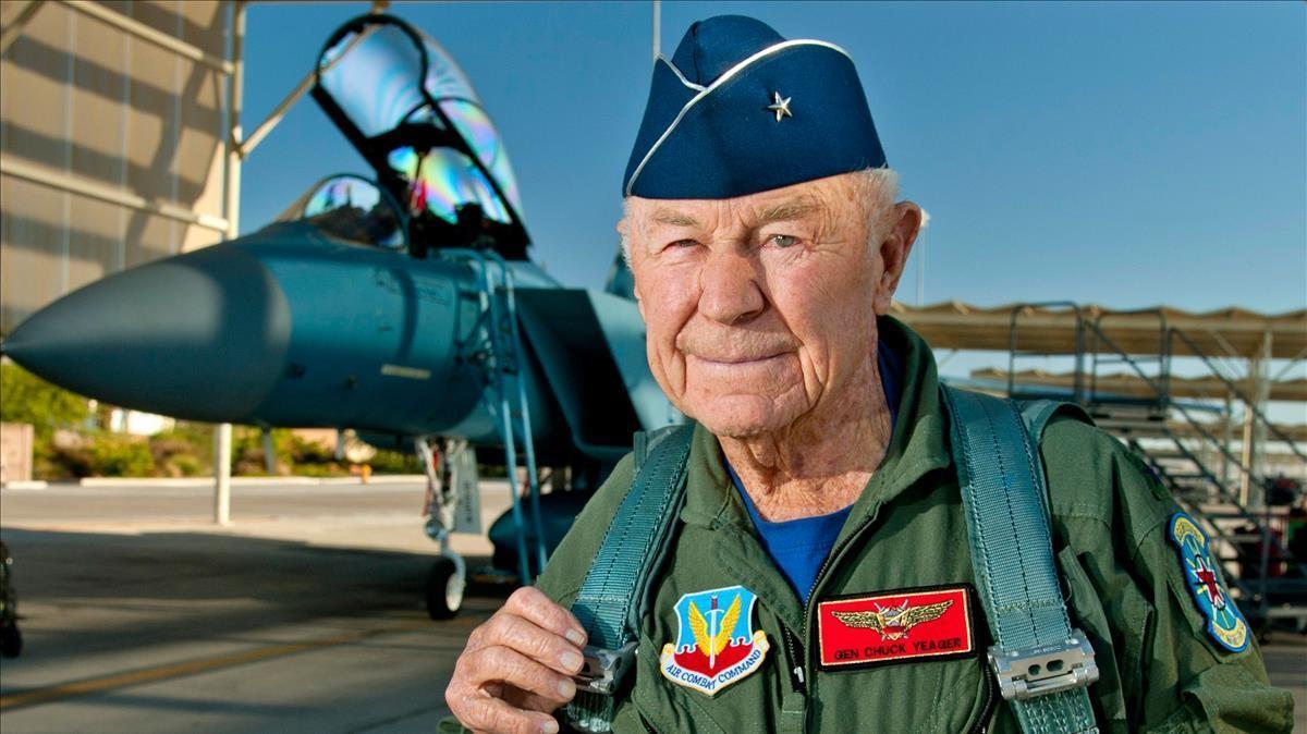 (FILES) In this file handout photo taken on October 14  2012 Retired United States Air Force Brig  Gen  Charles E   Chuck  Yeager prepares to board an F-15D Eagle from the 65th Aggressor Squadron October 14  2012  at Nellis Air Force Base  Nevada  - US aviation legend Chuck Yeager  the first pilot to break the sound barrier  has died  his wife announced on December 7  2020   It is w  profound sorrow  I must tell you that my life love General Chuck Yeager passed just before 9pm ET   Victoria Yeager tweeted on her husband s account  (Photo by Master Sgt  Jason W  Edwards   US AIR FORCE   AFP)   RESTRICTED TO EDITORIAL USE - MANDATORY CREDIT  AFP PHOTO   US Air Force   Master Sgt  Jason W  EdwardsE   - NO MARKETING - NO ADVERTISING CAMPAIGNS - DISTRIBUTED AS A SERVICE TO CLIENTS