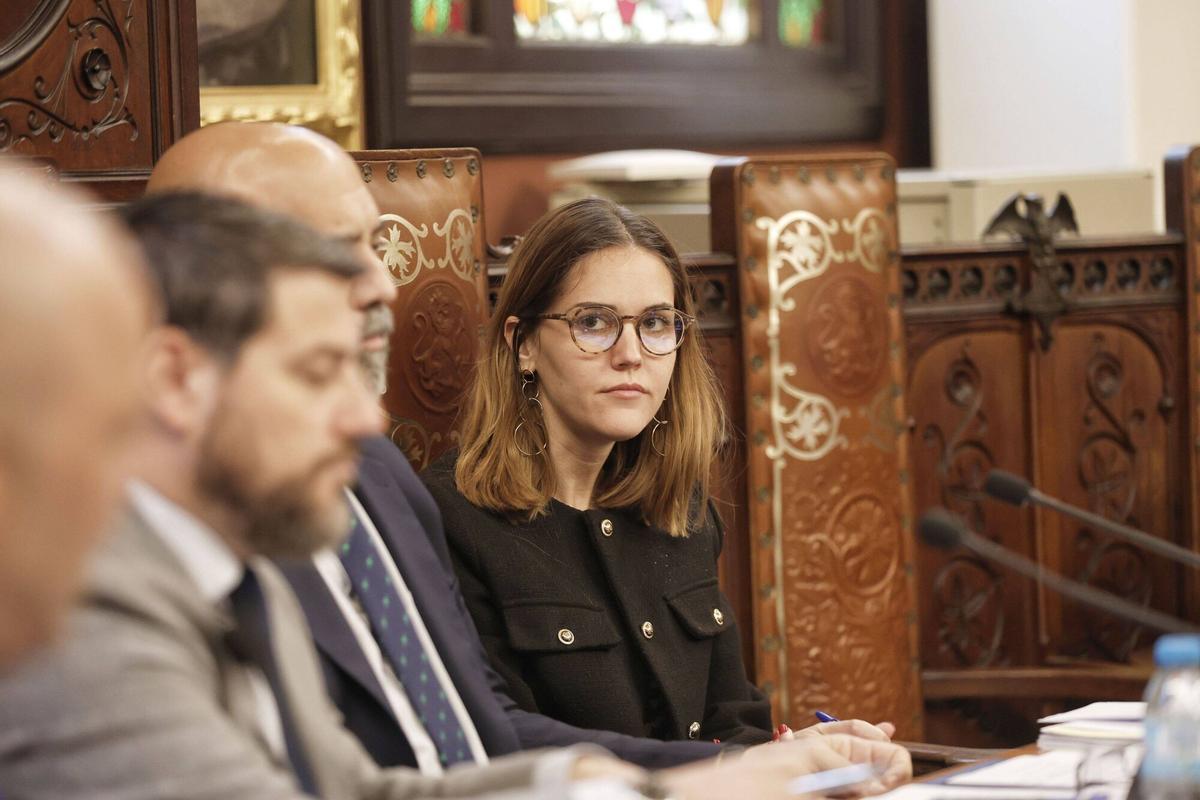 La regidora de Servicios Sociales, Lourdes Roca, durante el pleno de esta mañana.