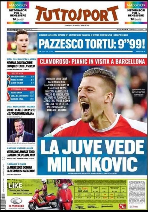 Portada TUTTOSPORT sábado 23 de junio de 2018