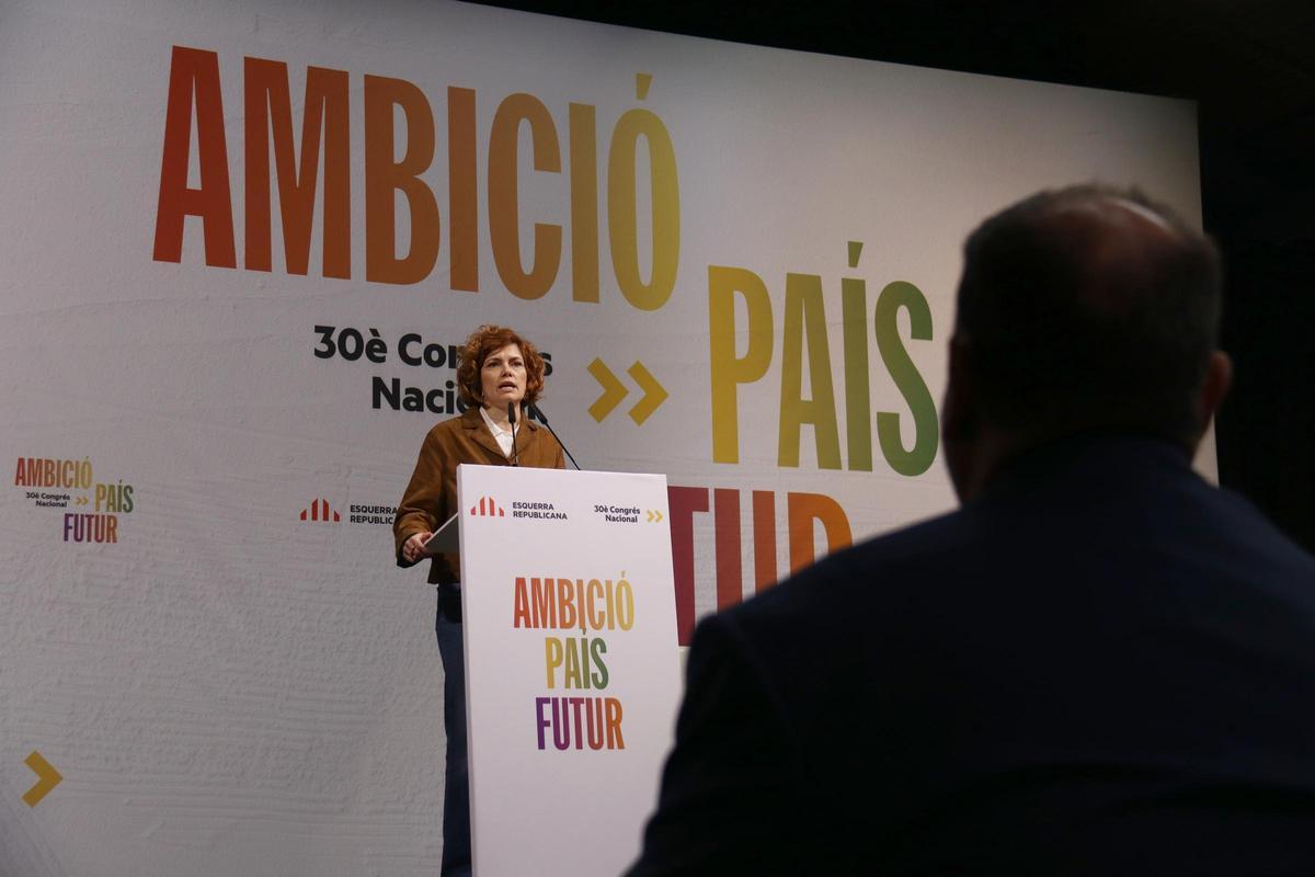 La secretaria general de ERC, Elisenda Alemany, este domingo en el congreso del partido.