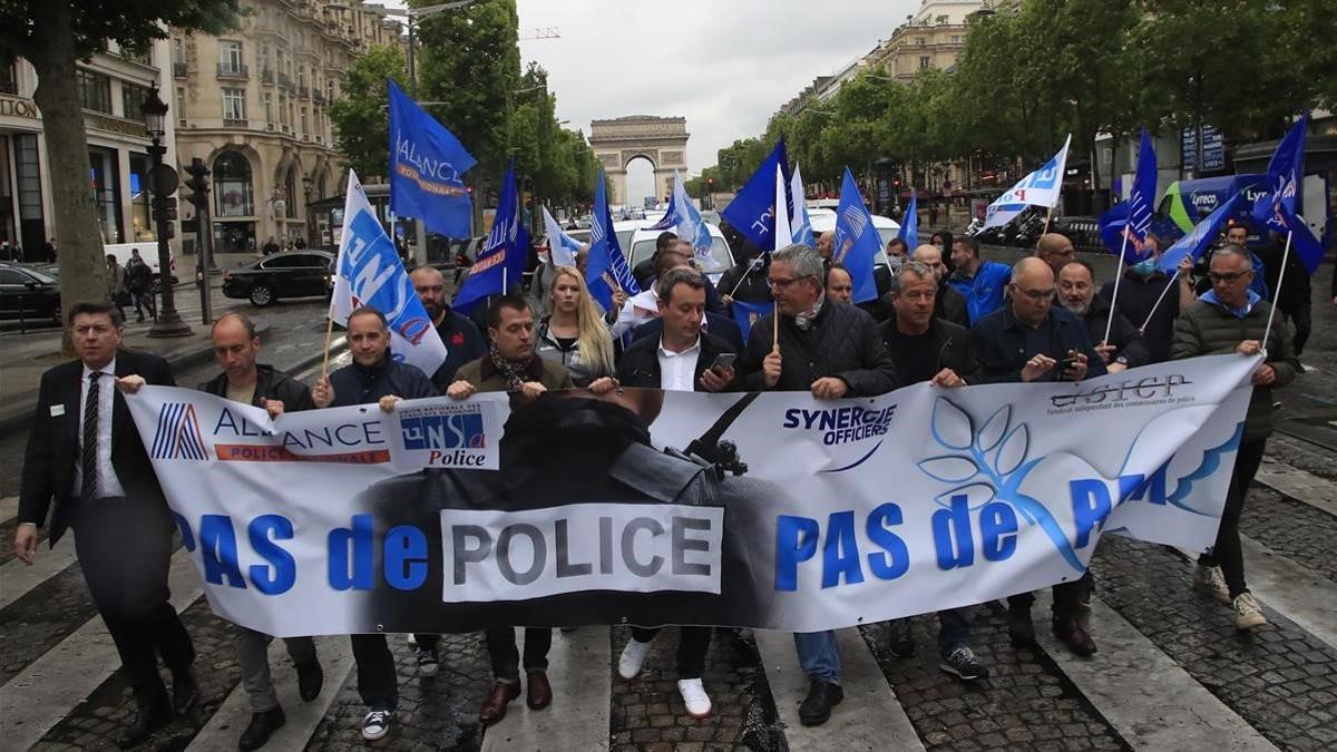 Manifestación de policías en París.