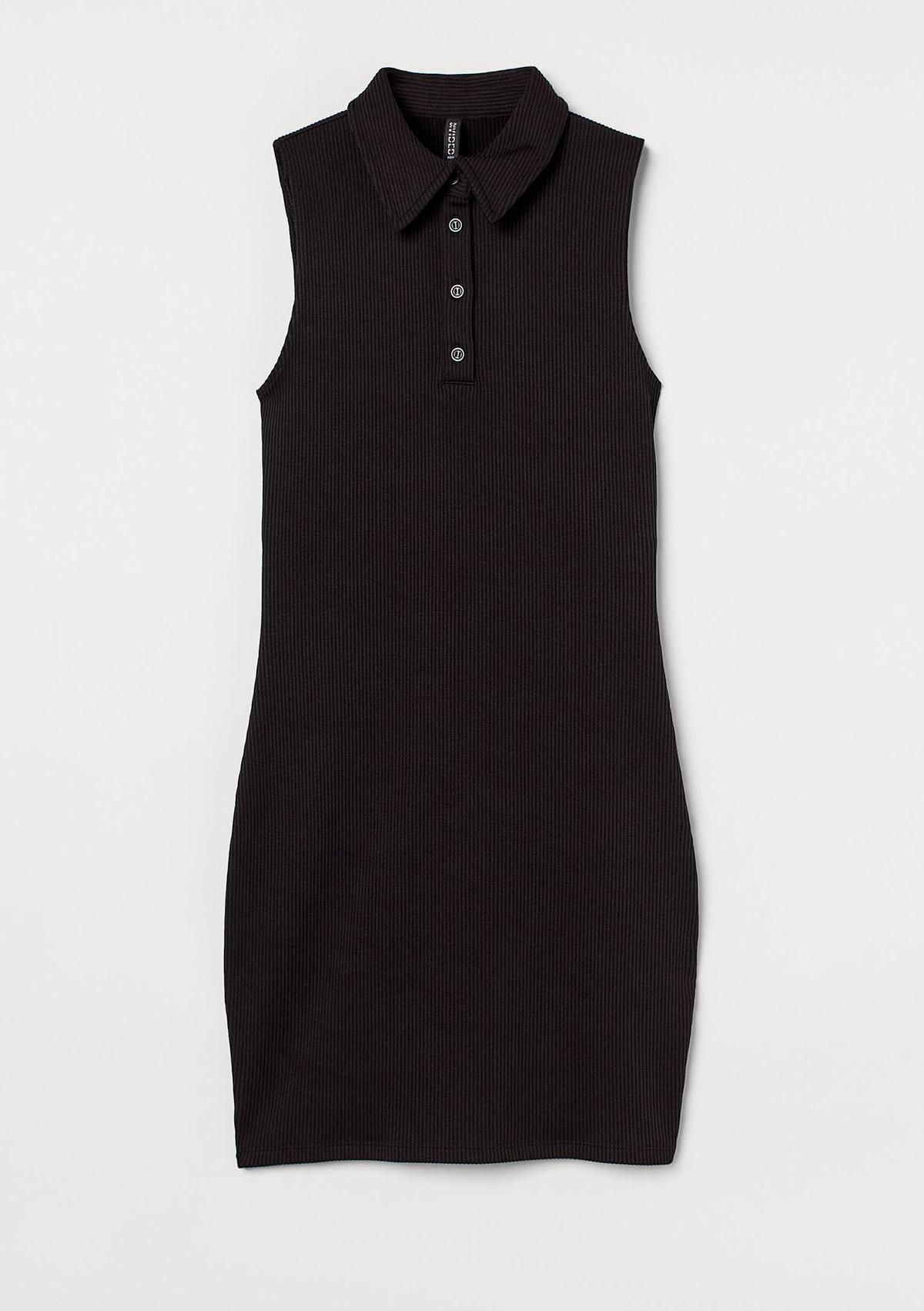 Vestido en canalé negro de H&M