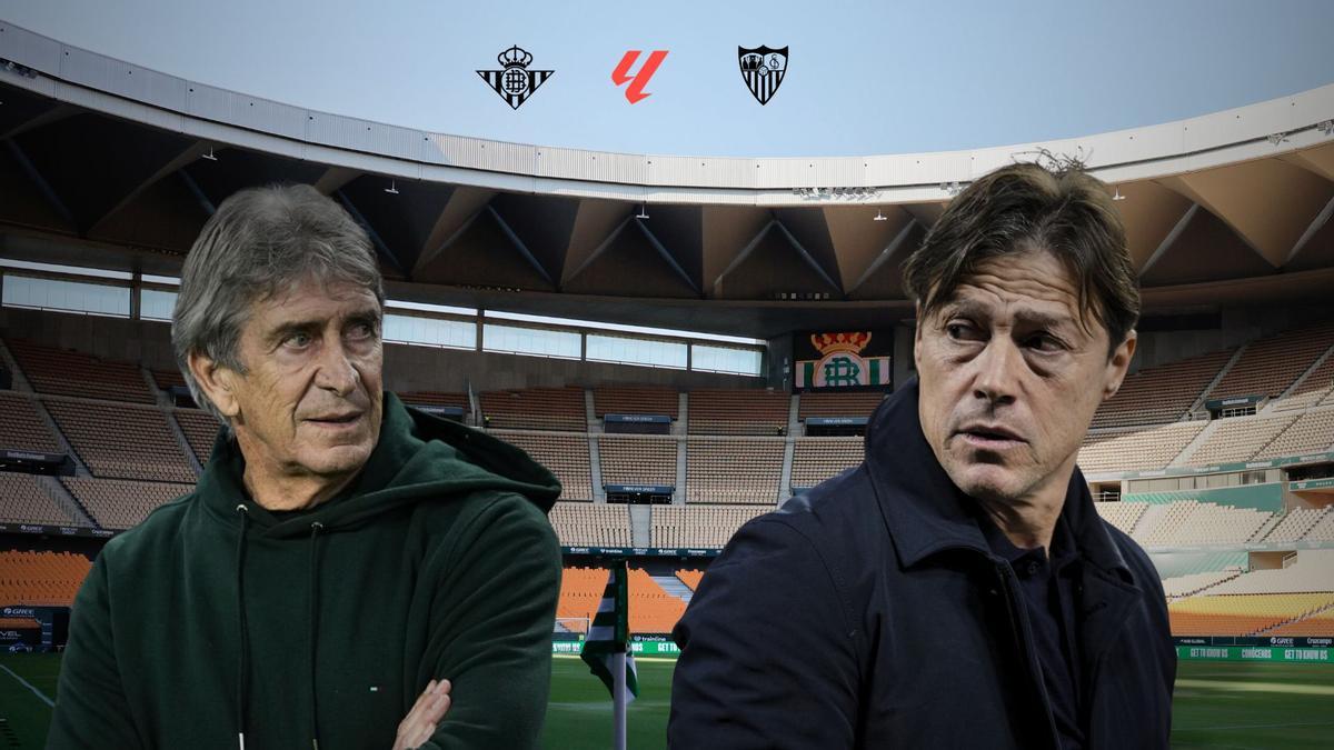 Manuel Pellegrini y Matías Almeyda, montaje en La Cartuja