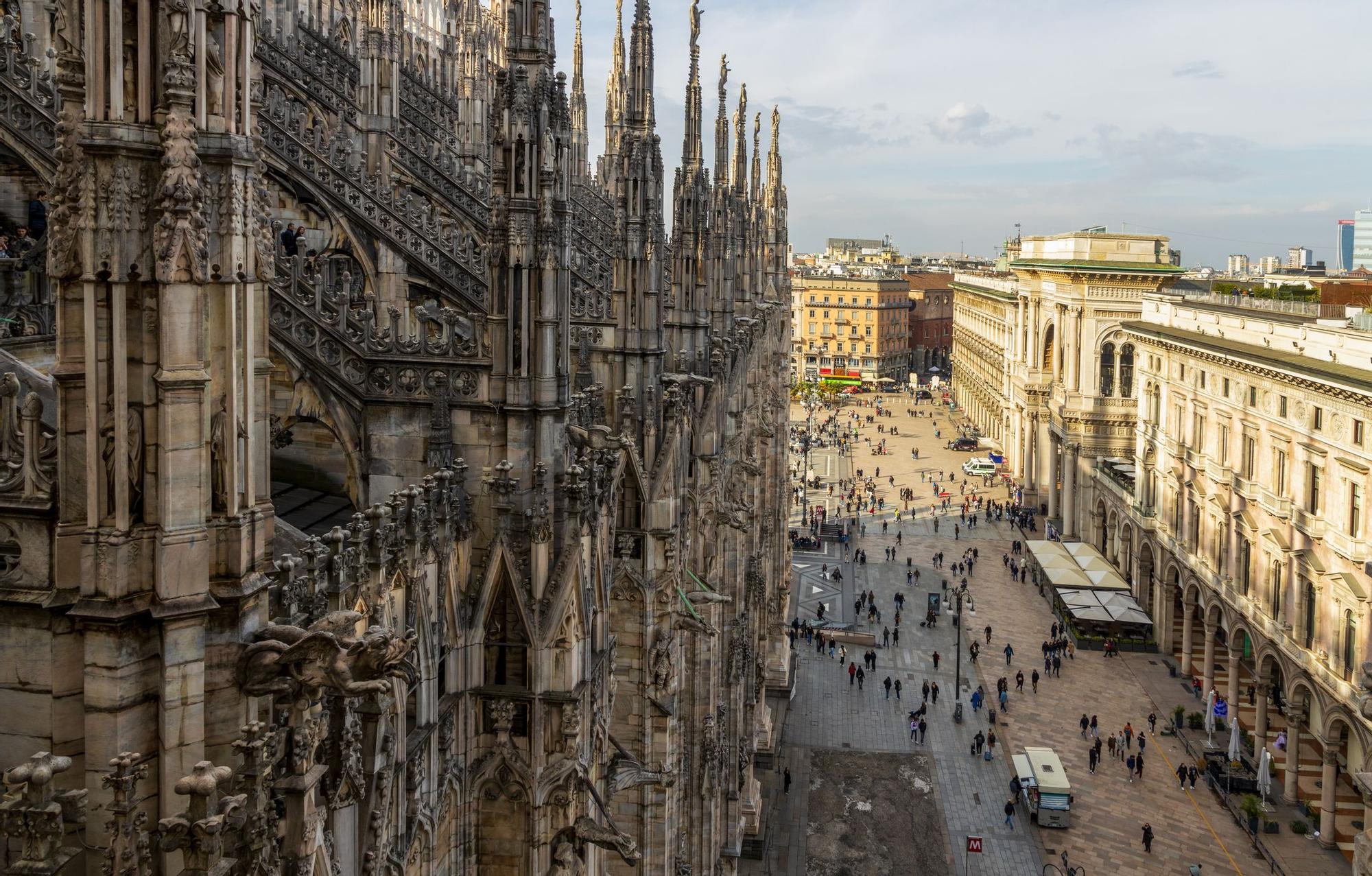 Vista desde las terrazas del Duomo de Milán.