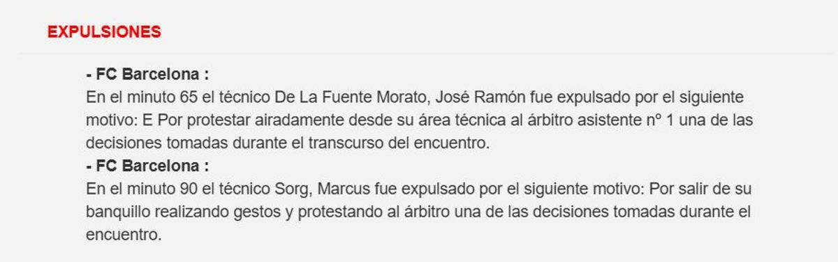 El acta del FC Barcelona - Alavés
