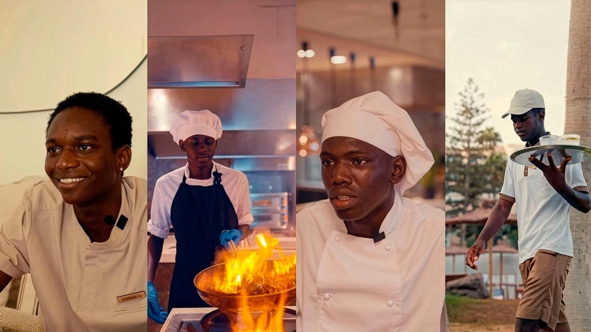 Jóvenes migrantes extutelados que trabajan en el Paradisus Fuerteventura de Meliá.