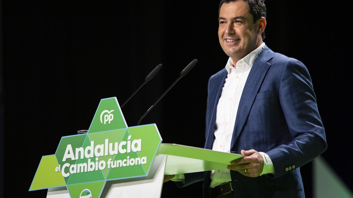 Juanma Moreno, durante un acto del PP.