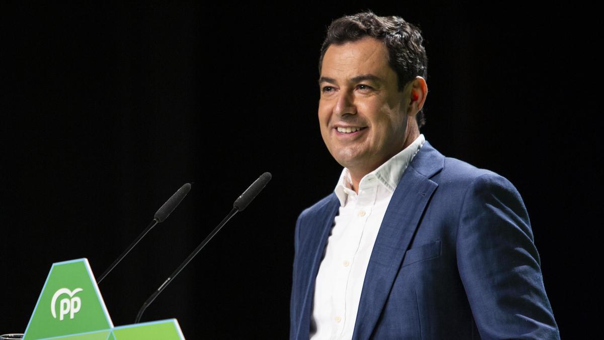 Juanma Moreno, durante un acto del PP.