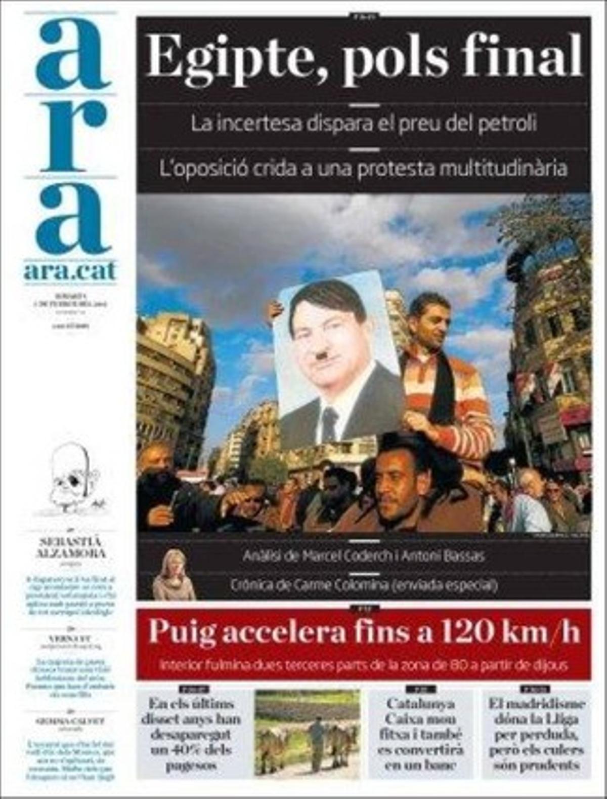 ’Ara destaca també que Aznar torna a la càrrega contra l’Estat autonòmic i que Abertis s’obre camí als Estats Units.