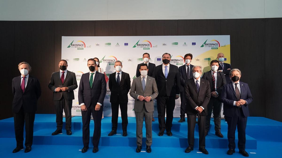 El presidente de la Junta de Andalucía, Juanma Moreno, en la inauguración de la ADM-Sevilla 2021