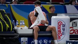 Alcaraz durante el duelo ante Machac