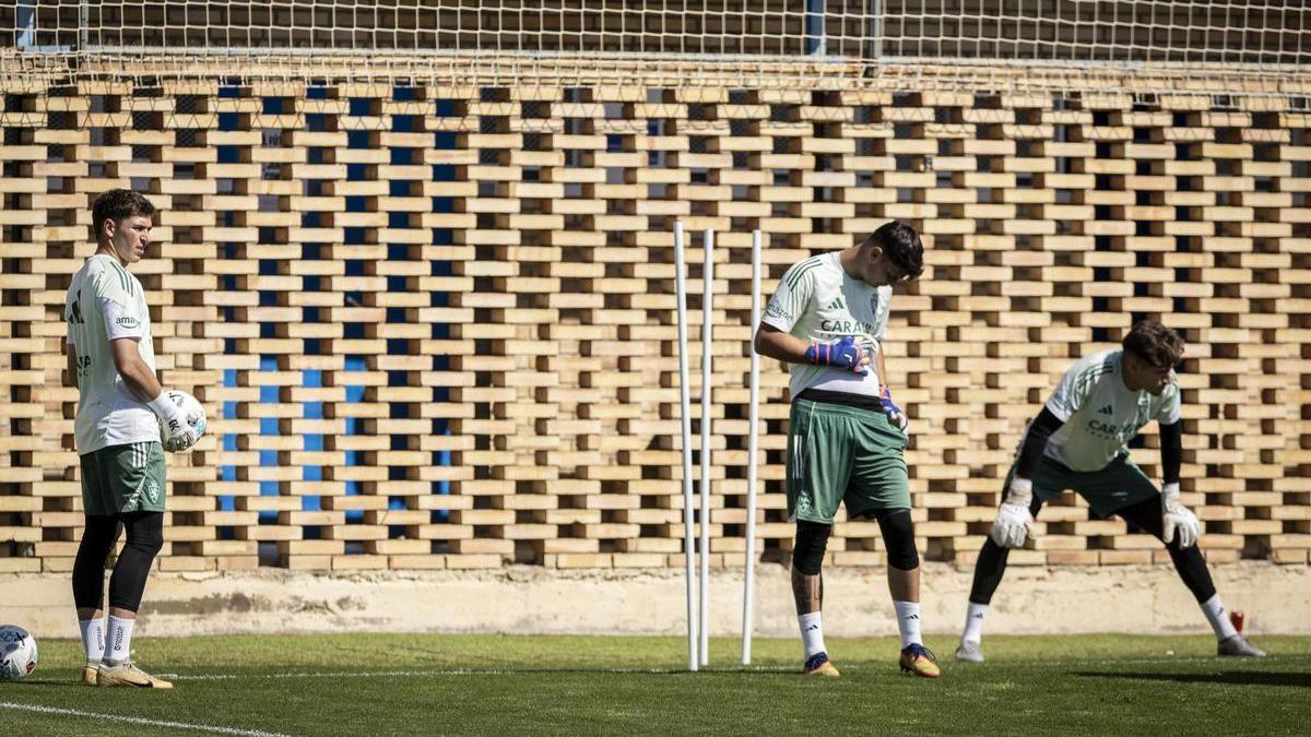Calavia, Obón y Adrián, durante un entrenamiento en la Ciudad Deportiva.