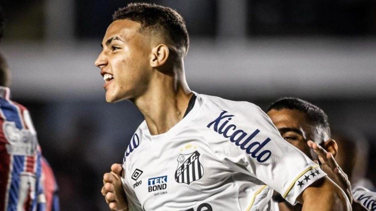 Deivid Washington celebra un gol con el Santos