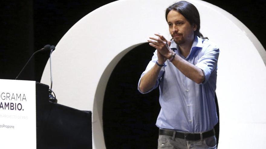 Iglesias durante la presentación del programa de Podemos.