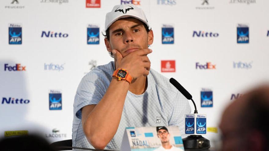 Rafa Nadal, en la rueda de prensa tras perder ante Goffin