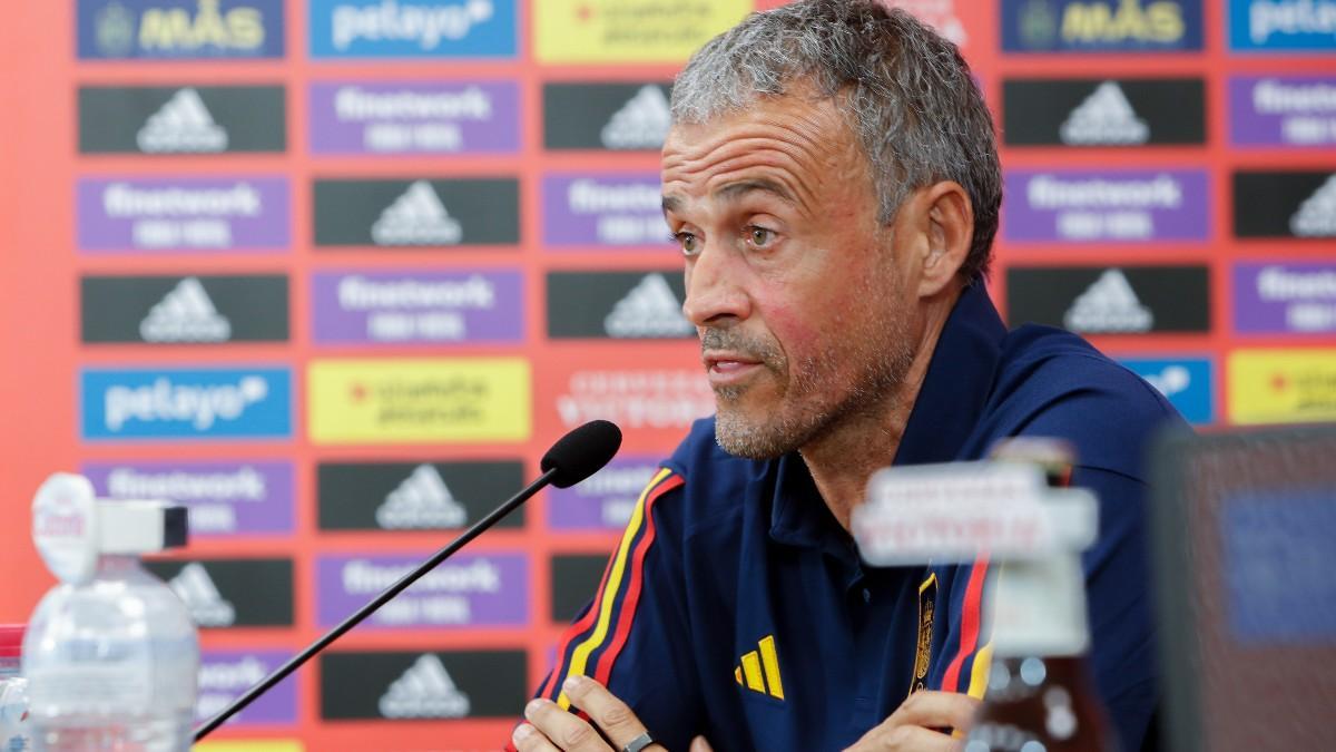 Luis Enrique, durante la rueda de prensa