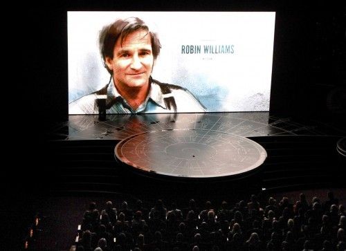 Actor Robin Williams is honored during the "In Memoriam" segment of the 87th Academy Awards in Hollywood