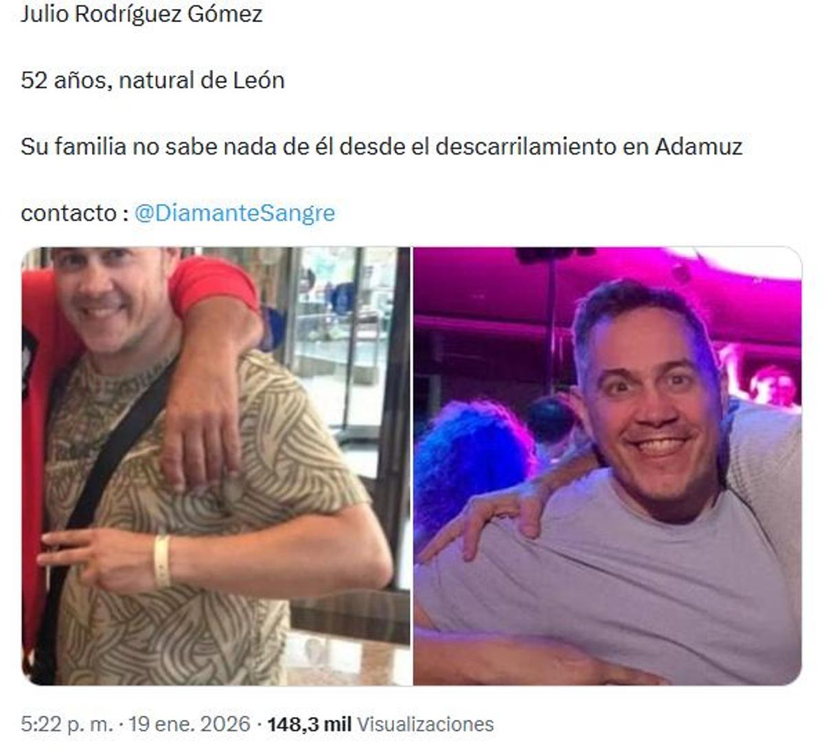 Llamamiento en redes sociales por su desaparición tras el accidente.