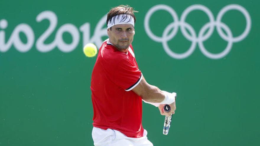 David Ferrer en una acción del partido.