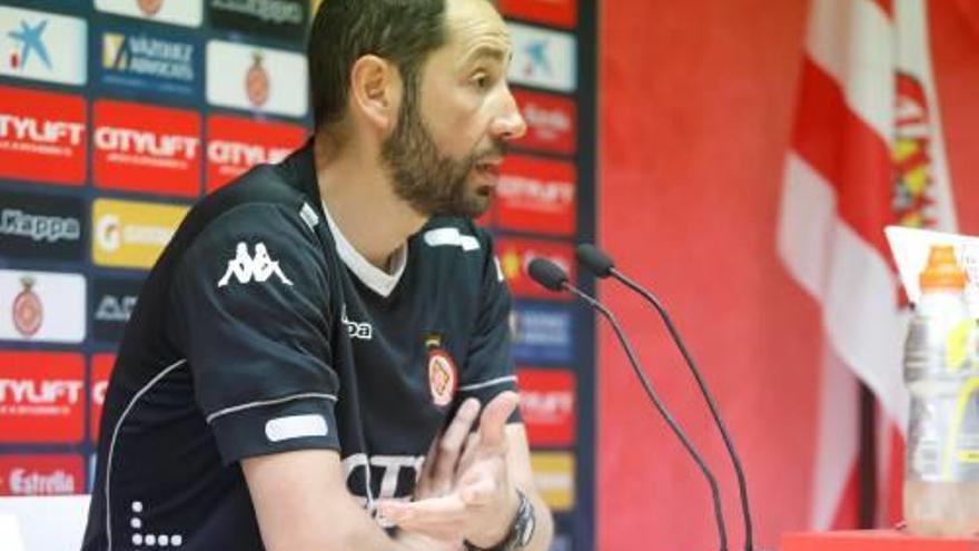 El tècnic Pablo Machín, en roda de premsa a Montilivi.