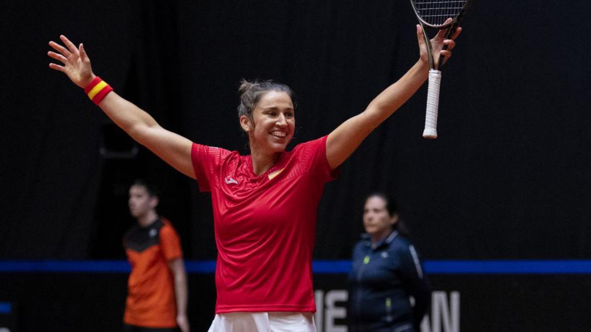 Sara Sorribes celebra su segunda victoria ante los Países Bajos | RFET