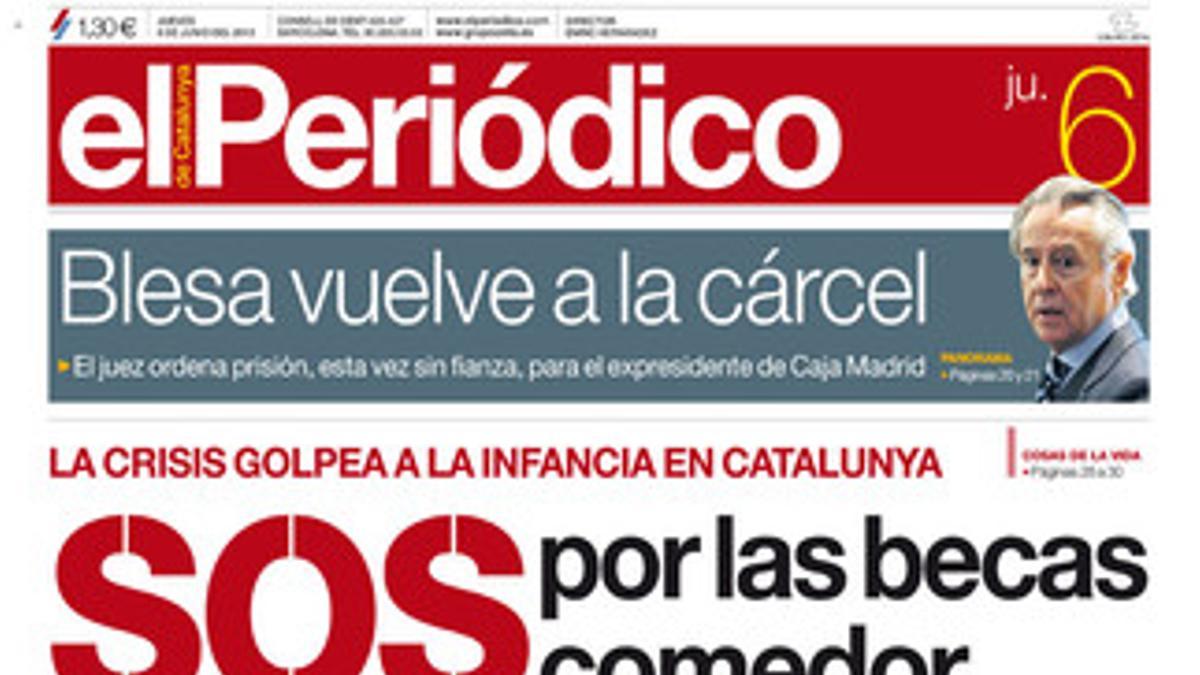 La portada de EL PERIÓDICO (6-6-2013).