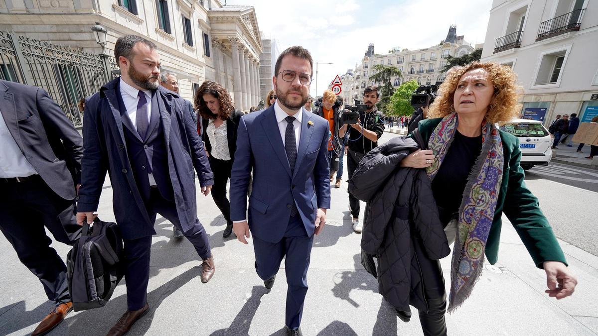 El 'president' Pere Aragonès, a su salida del Congreso de los Diputados, el pasado 21 de abril.