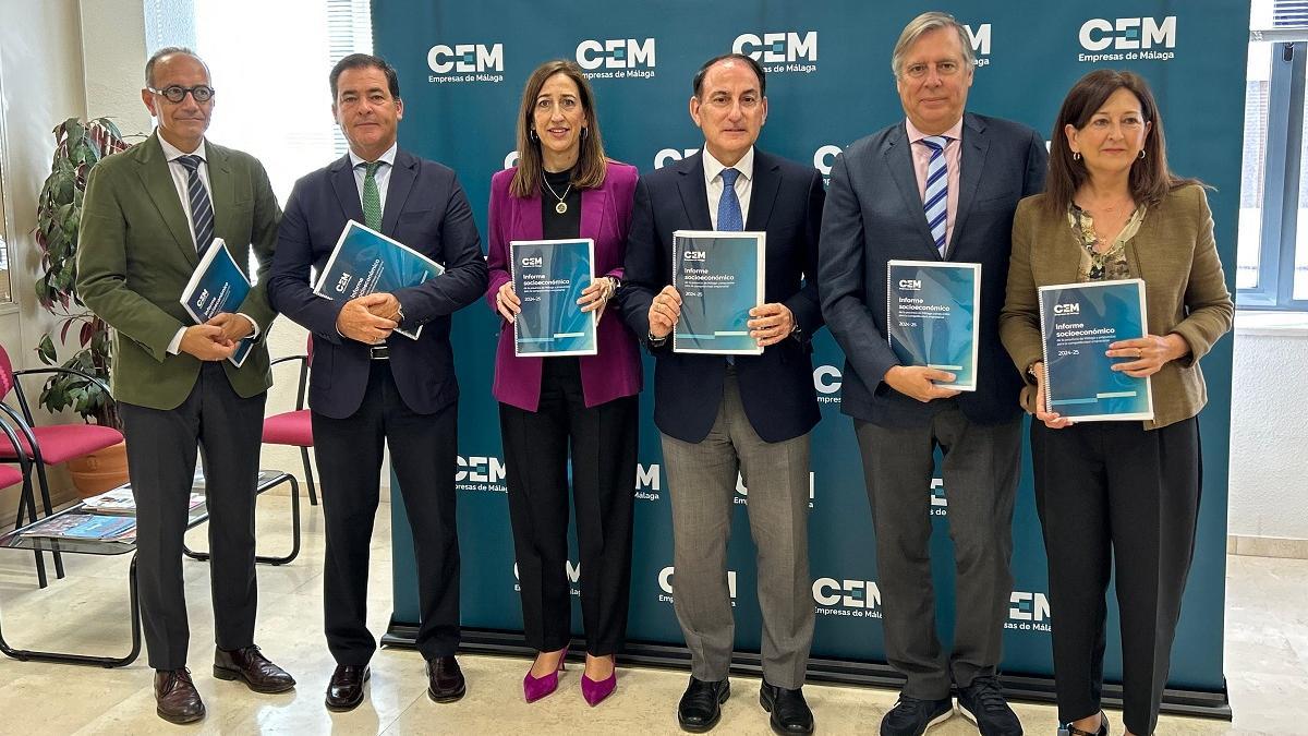 La presentación del informe socioeconómico, este viernes en la sede de la Confederación de Empresarios de Málaga (CEM).