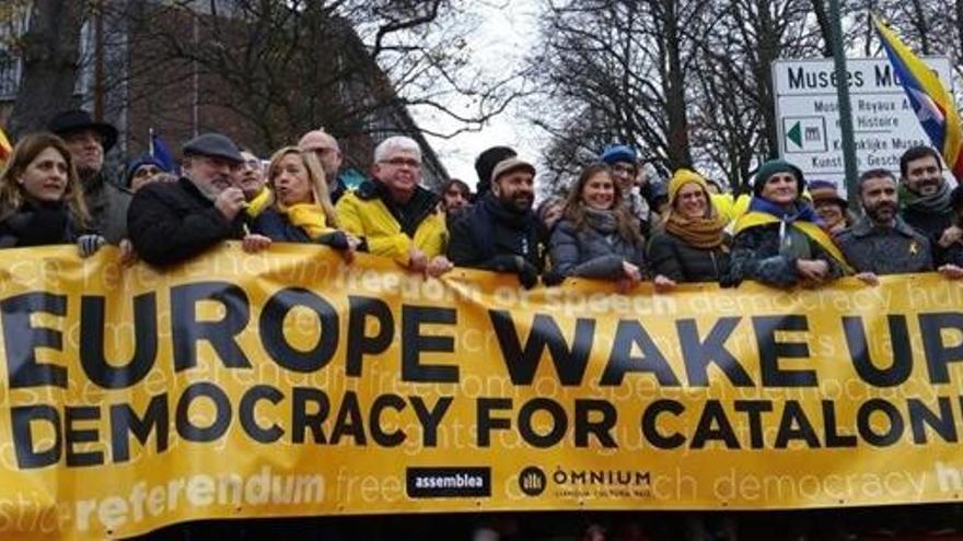 Marcha para reclamar el apoyo de la UE a Cataluña.