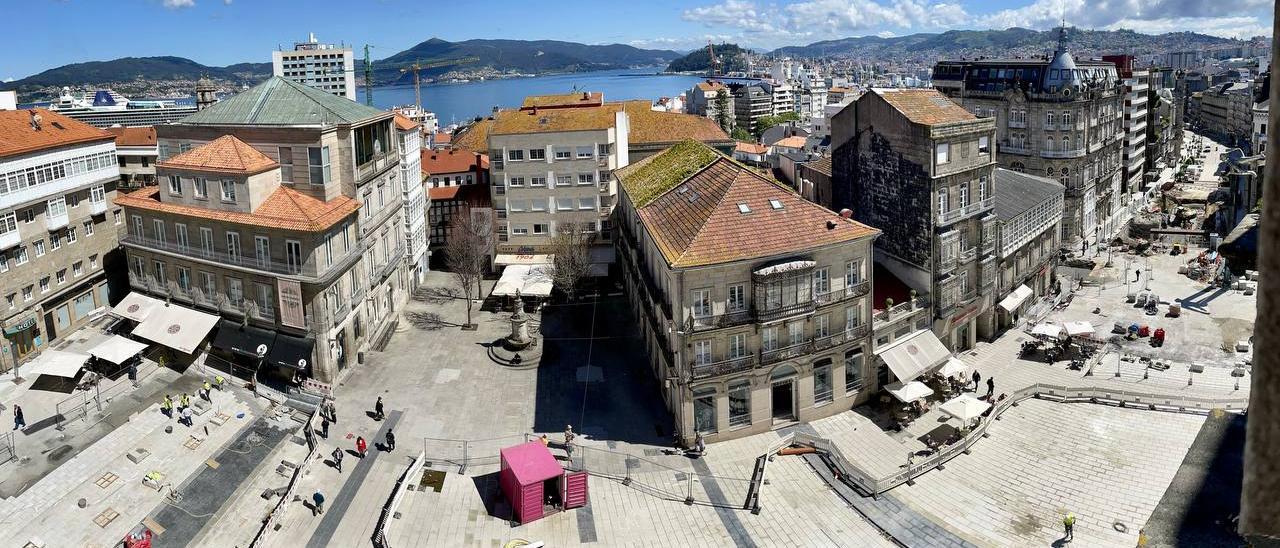 Vista aérea de la Porta do Sol durante sus obras