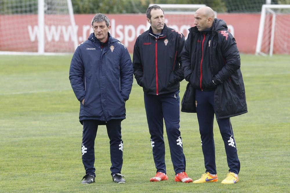 Entrenamiento del Sporting tras su regreso de Málaga