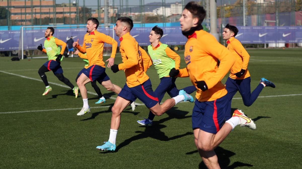 El primer equipo del Barça, en un entrenamiento