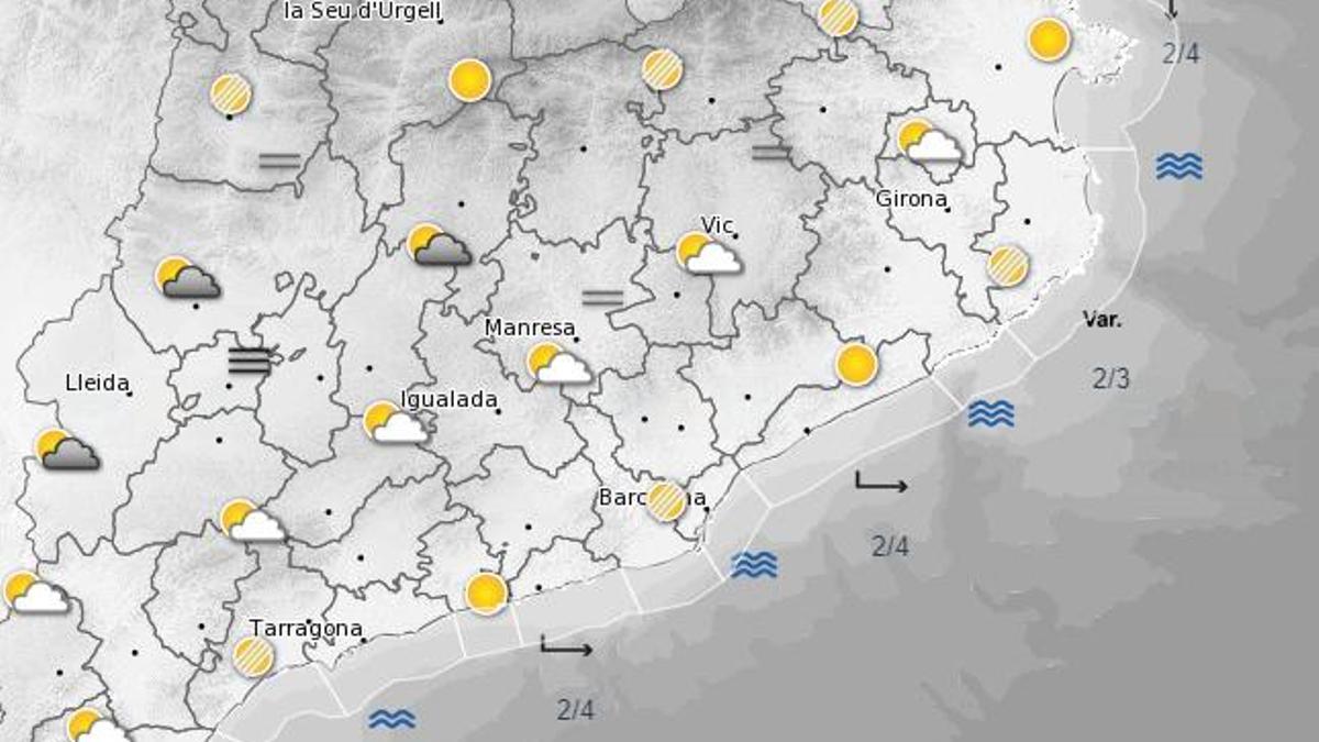 El mapa del temps d'aquest divendres a Catalunya