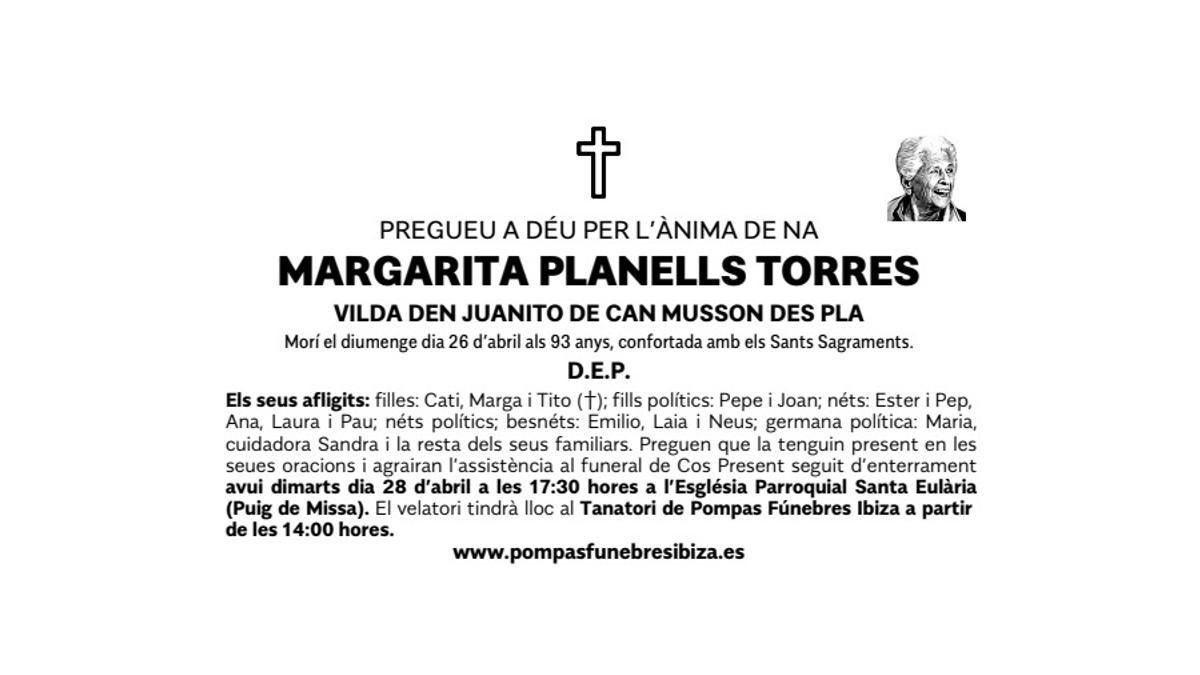 Esquela Margarita Planells Torres