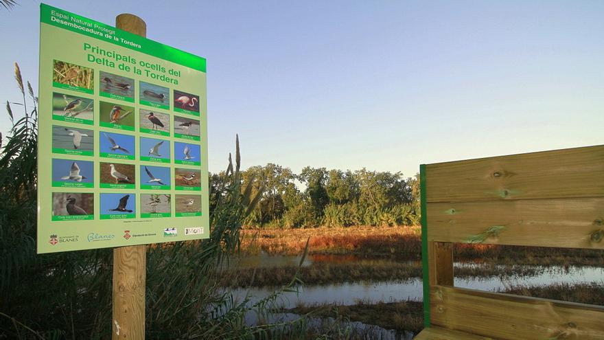 Un dels cartells divulgatius que s&#039;han instal·lat al Delta d ela Tordera