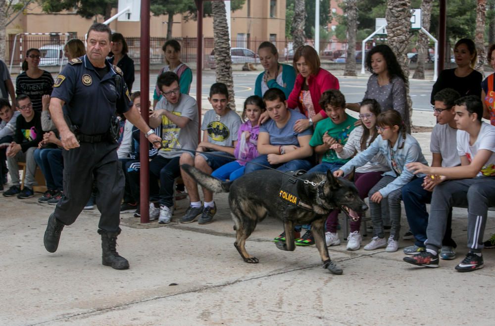La Unidad Canina de la Policía Local visita colegios para concienciar contra las drogas y ha levantado 560 actas por consumo en 2016