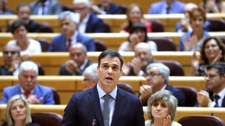 Pedro Sánchez, durante un pleno en el Senado.