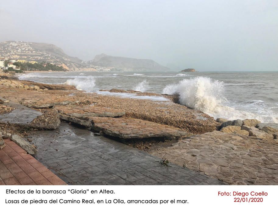 La borrasca Gloria pasó por Altea con vientos que llegaron a los 132 kilómetros por hora